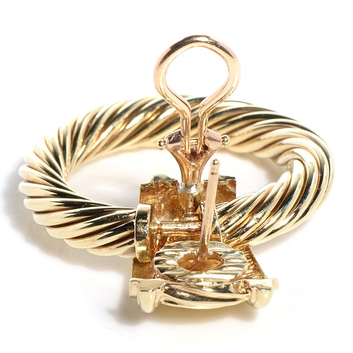 14K Gold Door Knocker Cable Earrings
