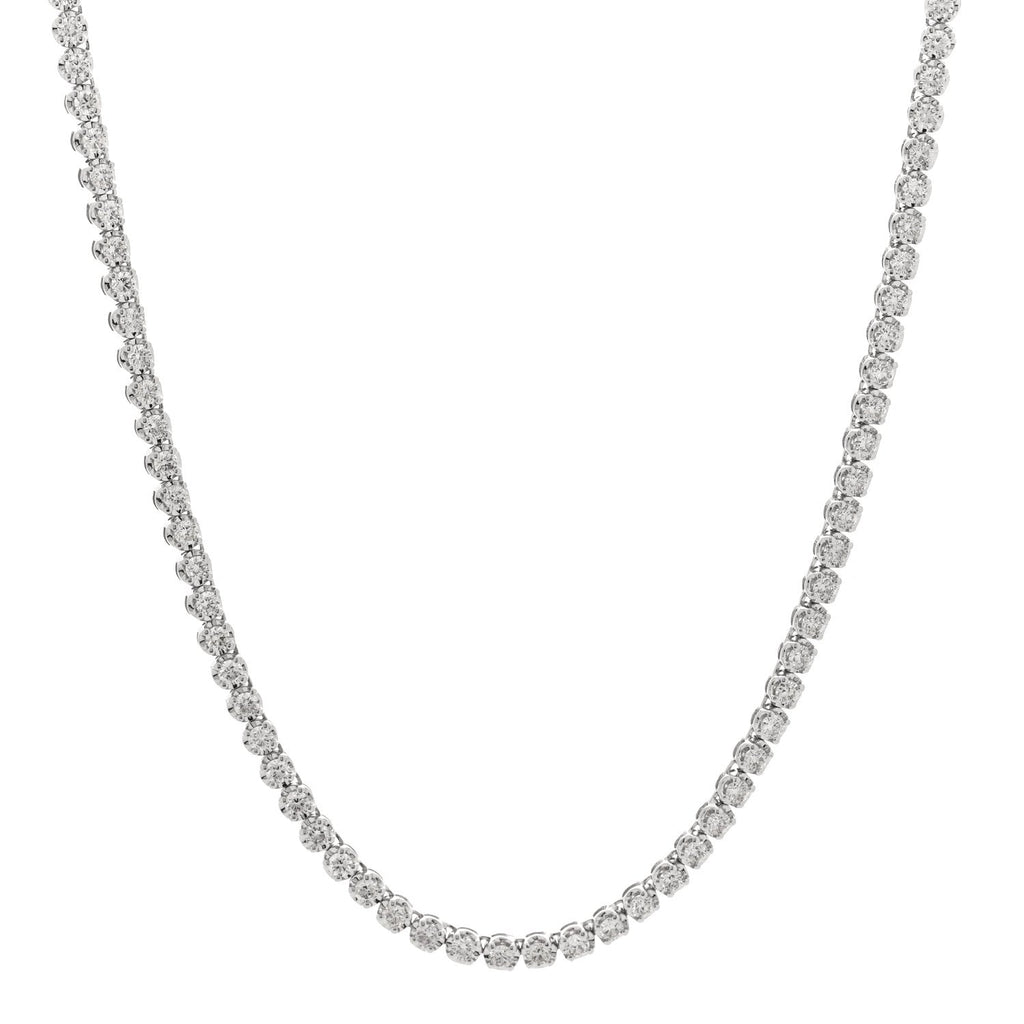 14K White Gold Diamond 4.96ctw Tennis Necklace