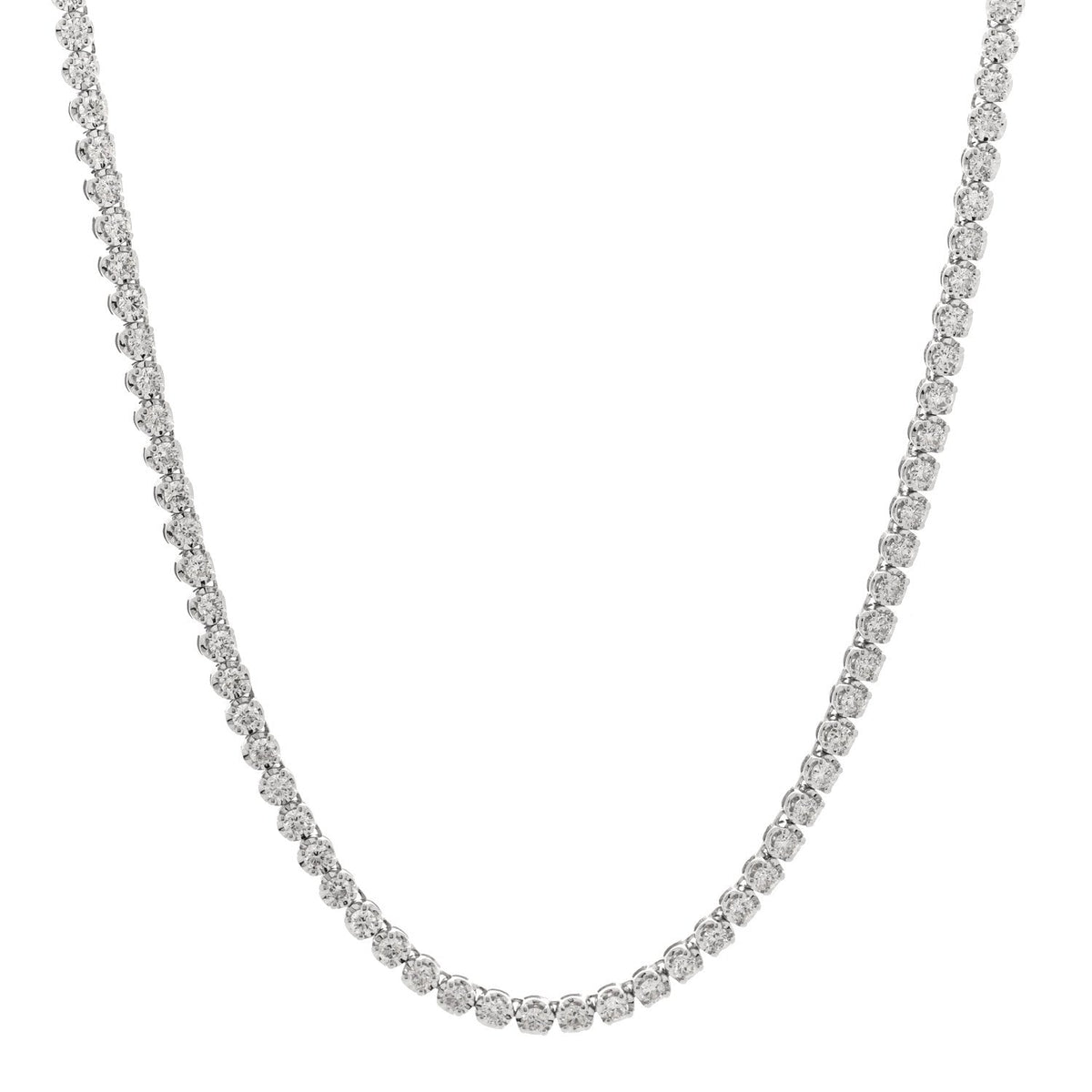 14K White Gold Diamond 4.96ctw Tennis Necklace