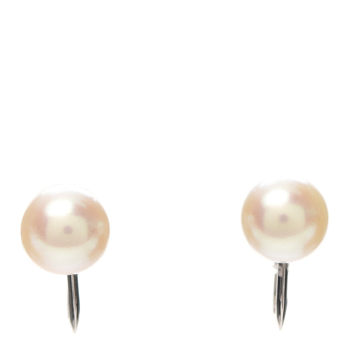 14K White Gold Akoya Pearl 8mm Screw Back Earrings
