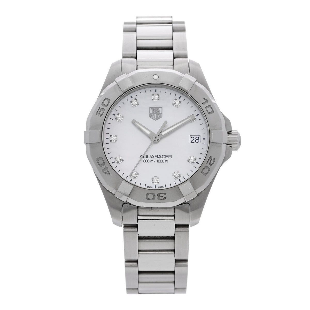 Stainless Steel Diamond Mother of Pearl 33mm Aquaracer Lady Quartz Watch WAF1313