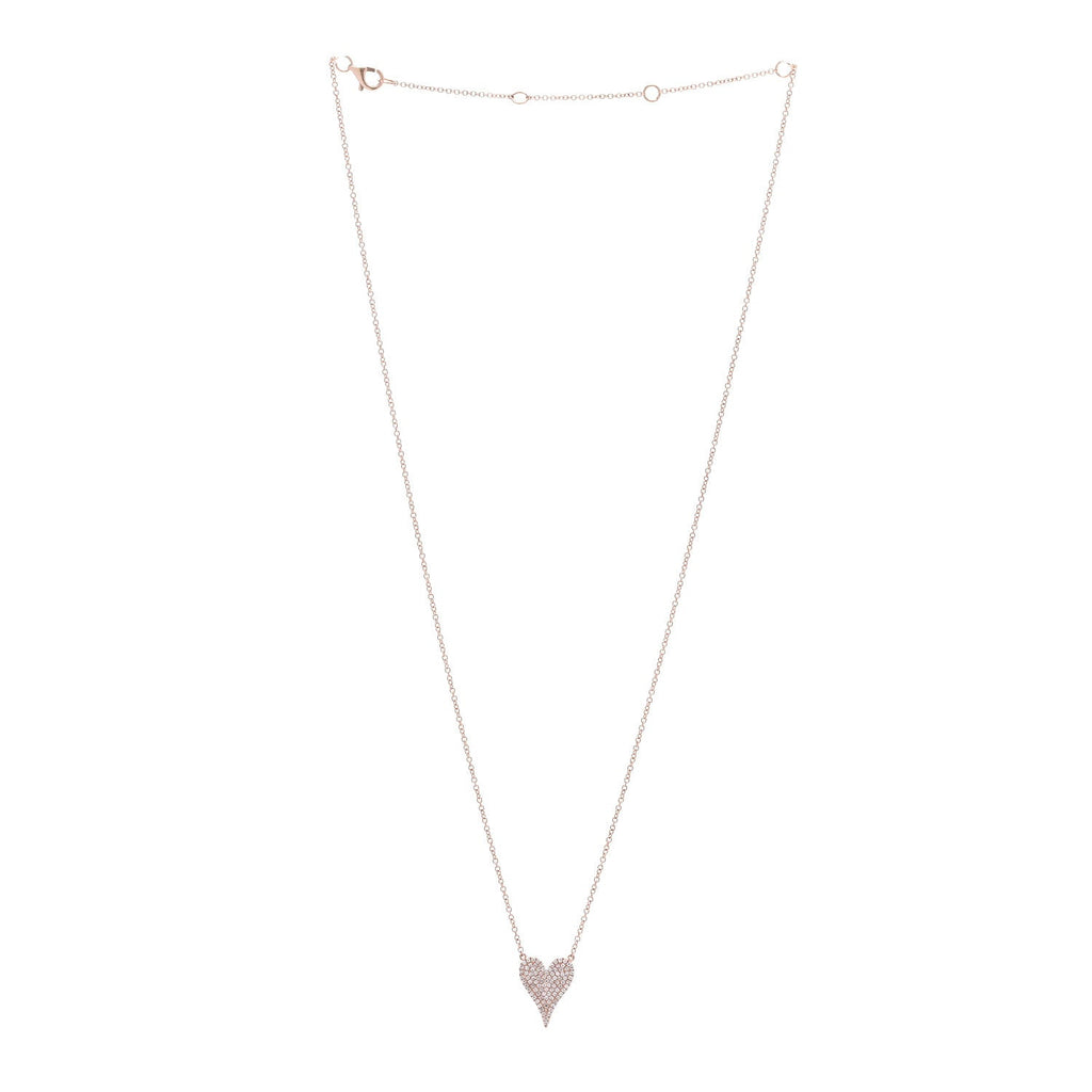 14K Rose Gold Diamond .18ctw Pave Heart Pendant Necklace