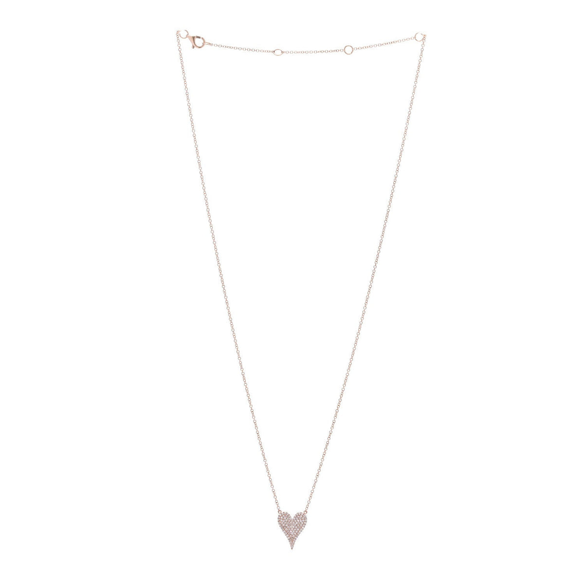 14K Rose Gold Diamond .18ctw Pave Heart Pendant Necklace