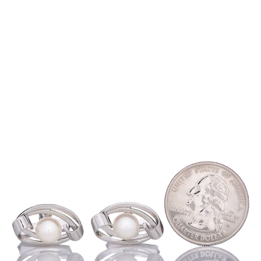 14K White Gold Akoya Pearl 7.5mm Cufflinks