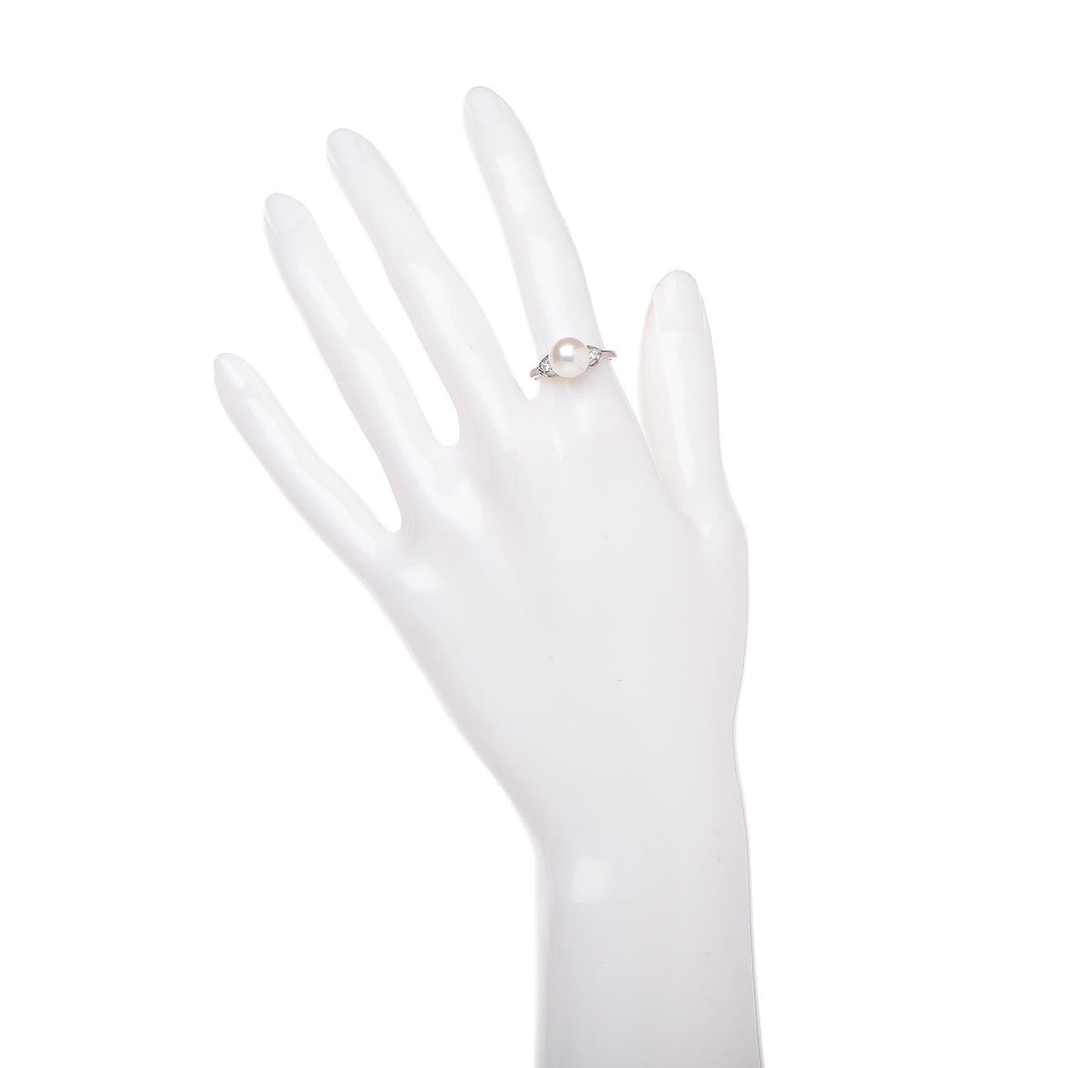 14K White Gold Diamond Akoya Pearl 8-8.5mm Ring 53 6.25