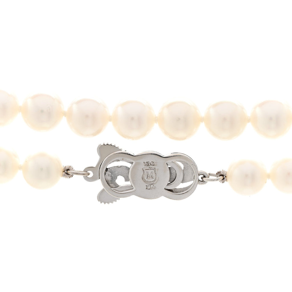 14K White Gold Akoya Cultured Pearl 6.5-7mm Double Strand Necklace