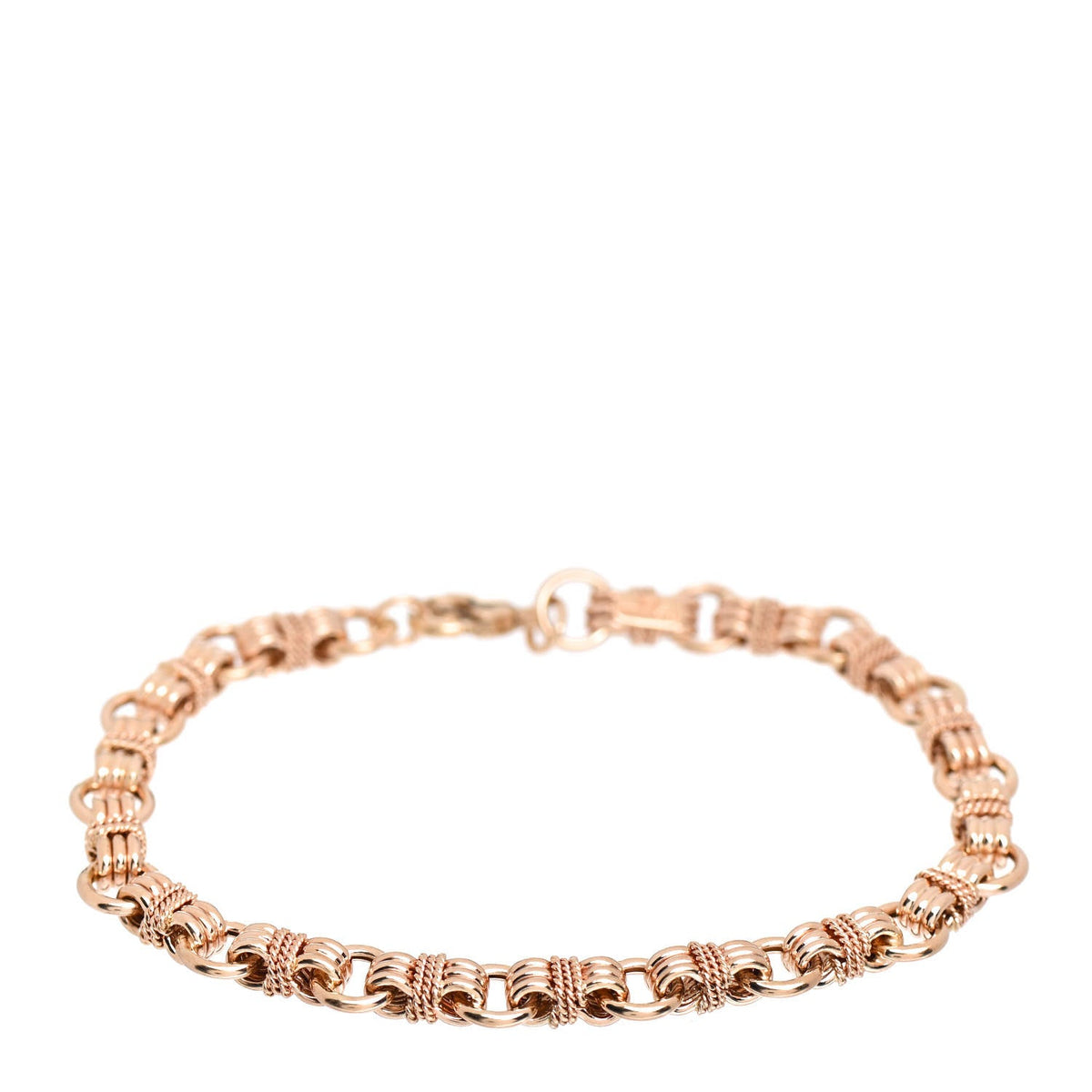 14K Rose Gold Round Link Bracelet