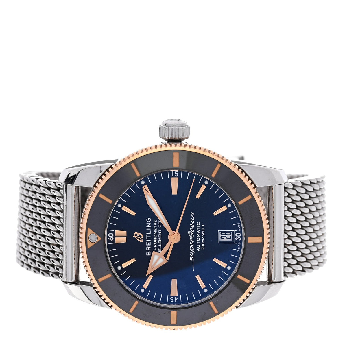 Stainless Steel 18K Rose Gold 42mm Superocean Heritage B20 Automatic Watch Black UB2010