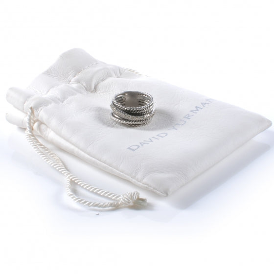 14k Sterling Silver Diamond Crossover Cable Ring 7