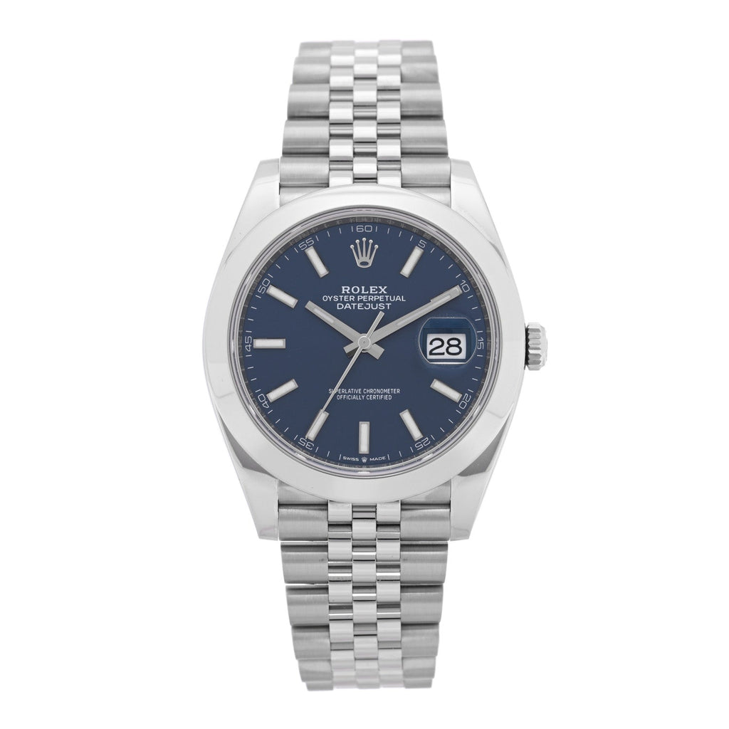 Stainless Steel 41mm Oyster Perpetual Datejust Watch Bright Blue 126300
