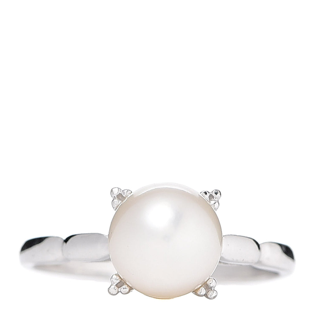 14K White Gold Akoya Pearl 7.5mm Ring 53 6.5