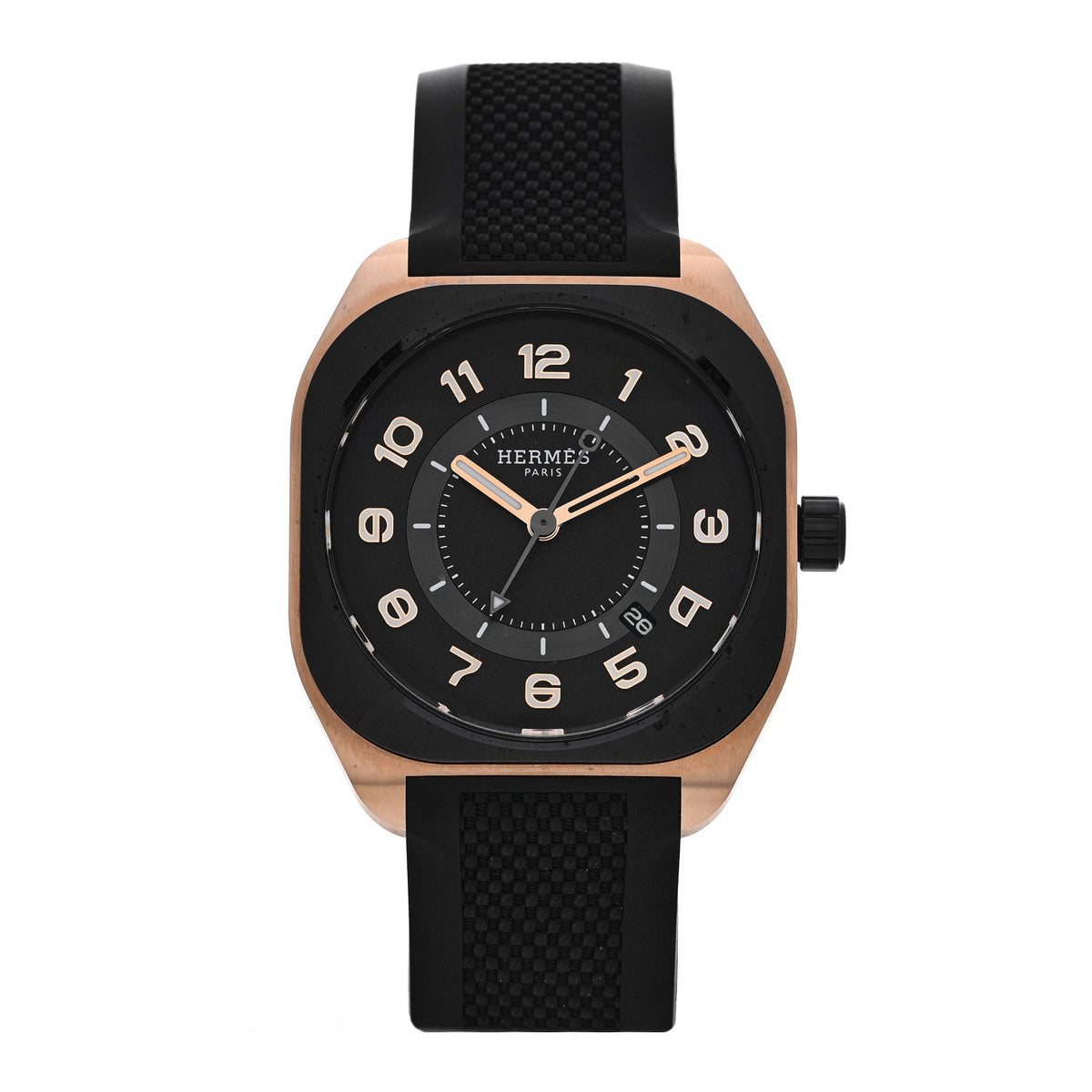 DLC Coated Titanium 18K Rose Gold Rubber 39mm H08 Automatic Watch Black