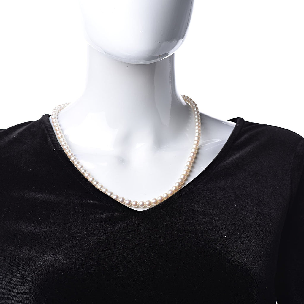 14K White Gold Akoya Pearl 6-6.5mm Strand Necklace 22"