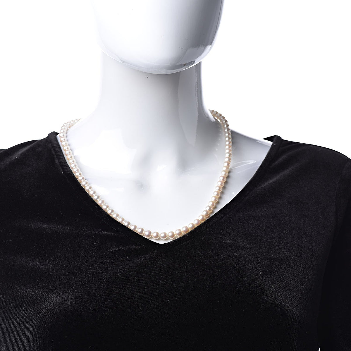 14K White Gold Akoya Pearl 6-6.5mm Strand Necklace 22"