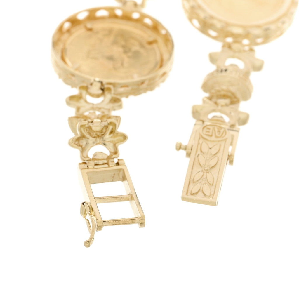 14K 22K Yellow Gold Coin Station Bracelet