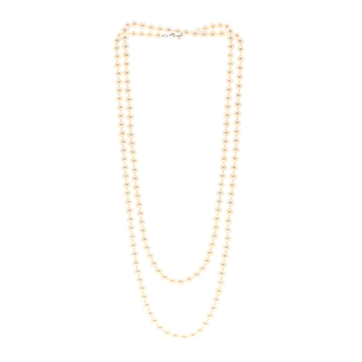 14K White Gold Akoya Cultured Pearl 6.5-7mm Double Strand Necklace