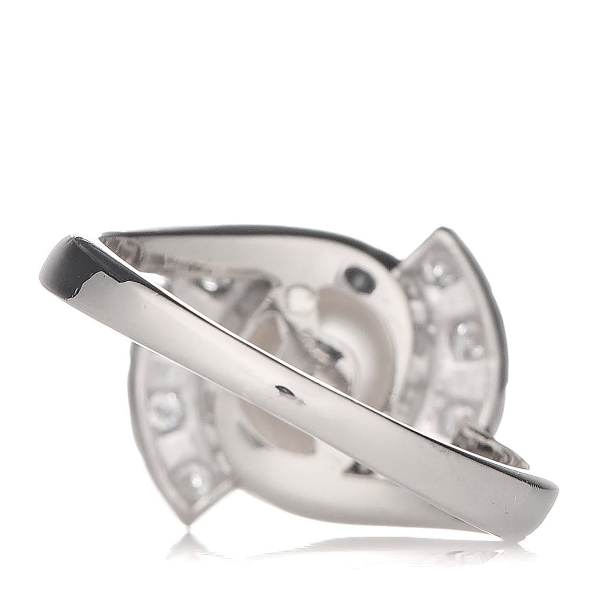14K White Gold Diamond Akoya Pearl 9mm Deco Ring 49 4.75