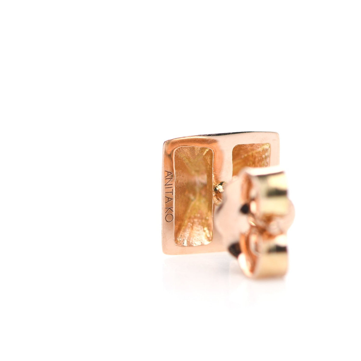14K Rose Gold Pyramid Stud Earrings
