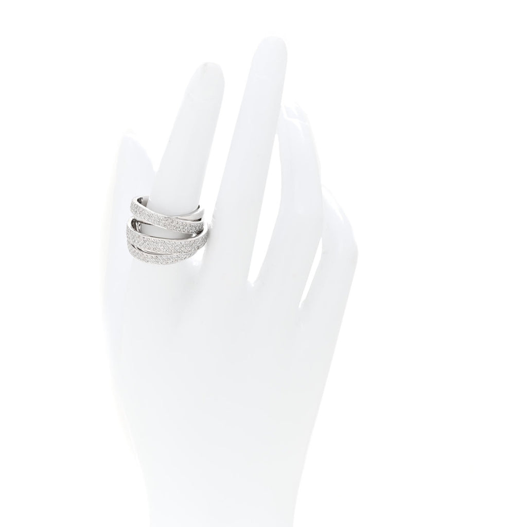 14K White Gold Diamond 1.16ctw Five Row Crossover Band Ring 56 7.5