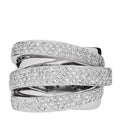 14K White Gold Diamond 1.16ctw Five Row Crossover Band Ring 56 7.5