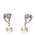 14K White Gold Diamond Akoya Pearl 7mm Blue Lagoon Heart Earrings