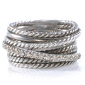 14k Sterling Silver Diamond Crossover Cable Ring 7