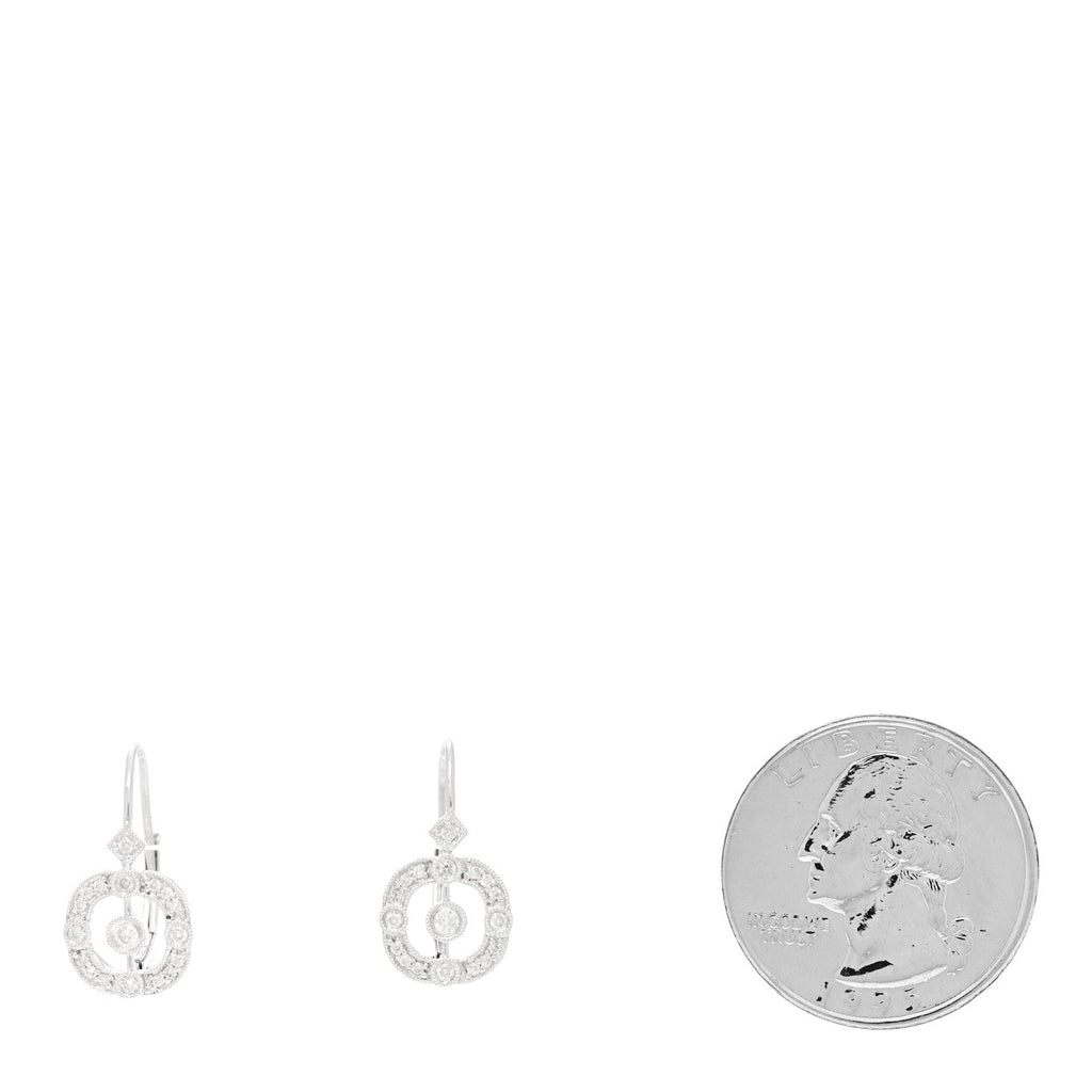 14K White Gold Diamond .30ctw Art Deco Drop Earrings