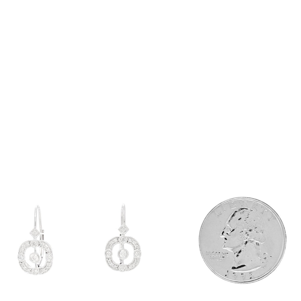 14K White Gold Diamond .30ctw Art Deco Drop Earrings
