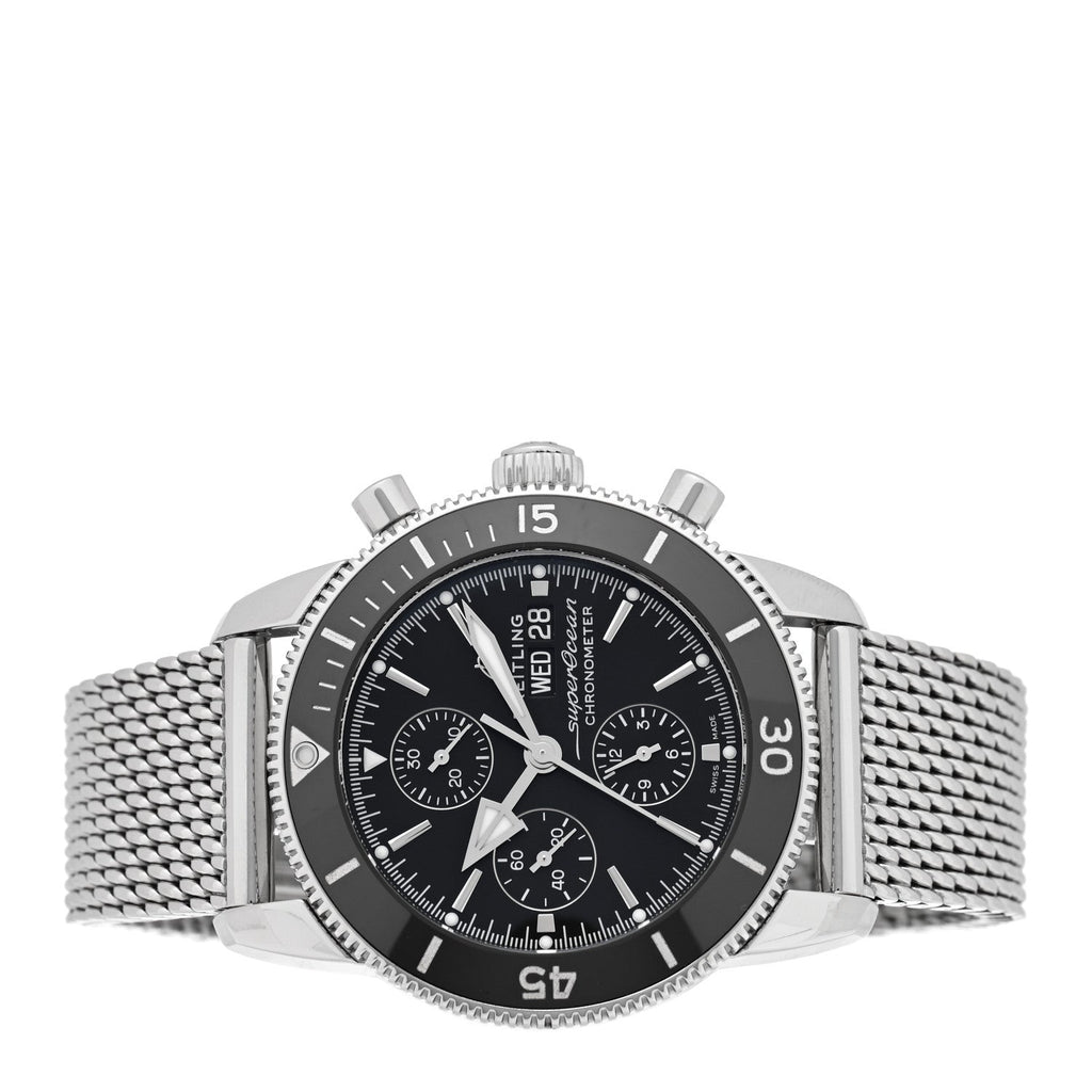 Stainless Steel 44mm Superocean Heritage Chronograph Automatic Watch Black A13313