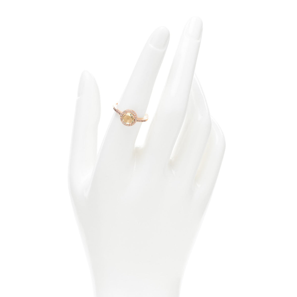 14K Rose Gold Citrine White Sapphire Cocktail Ring 54 7