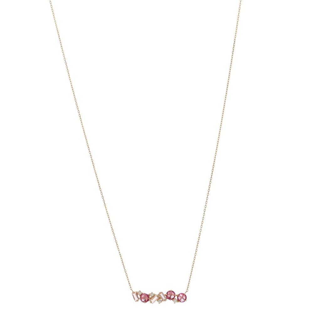 14K Rose Gold Diamond Morganite Pink Topaz Amalfi Blend Pink Ombre Pendant Necklace