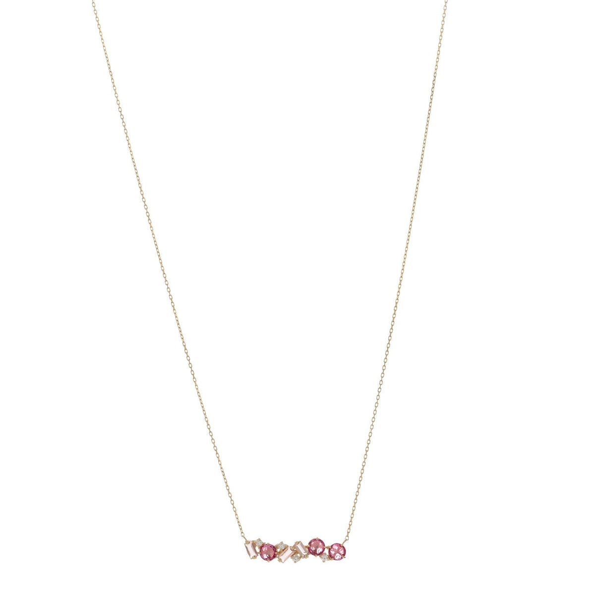 14K Rose Gold Diamond Morganite Pink Topaz Amalfi Blend Pink Ombre Pendant Necklace