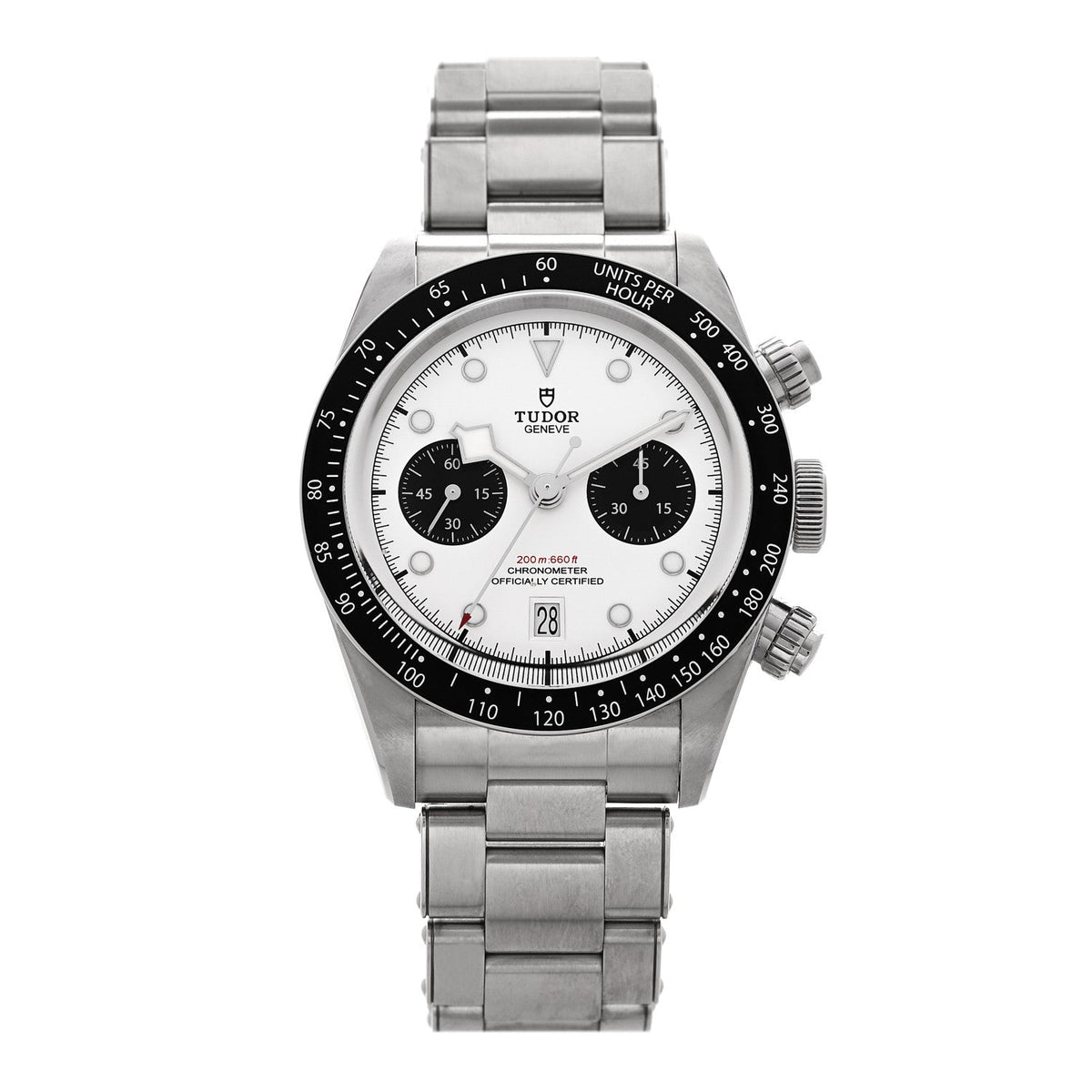 Stainless Steel 41mm Black Bay Chronograph Panda Automatic Watch White 79360N