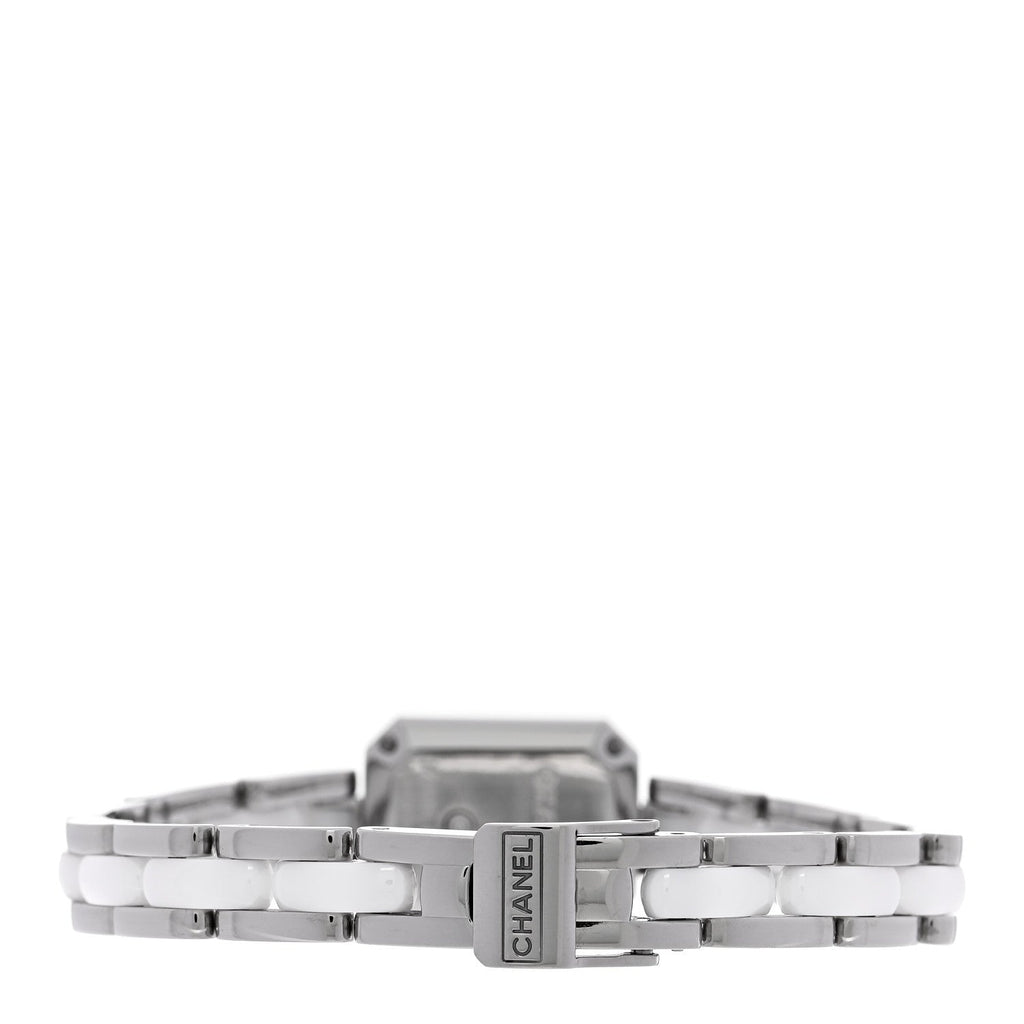 Stainless Steel Ceramic Diamond Bezel 15mm Chain Premiere Quartz Watch White