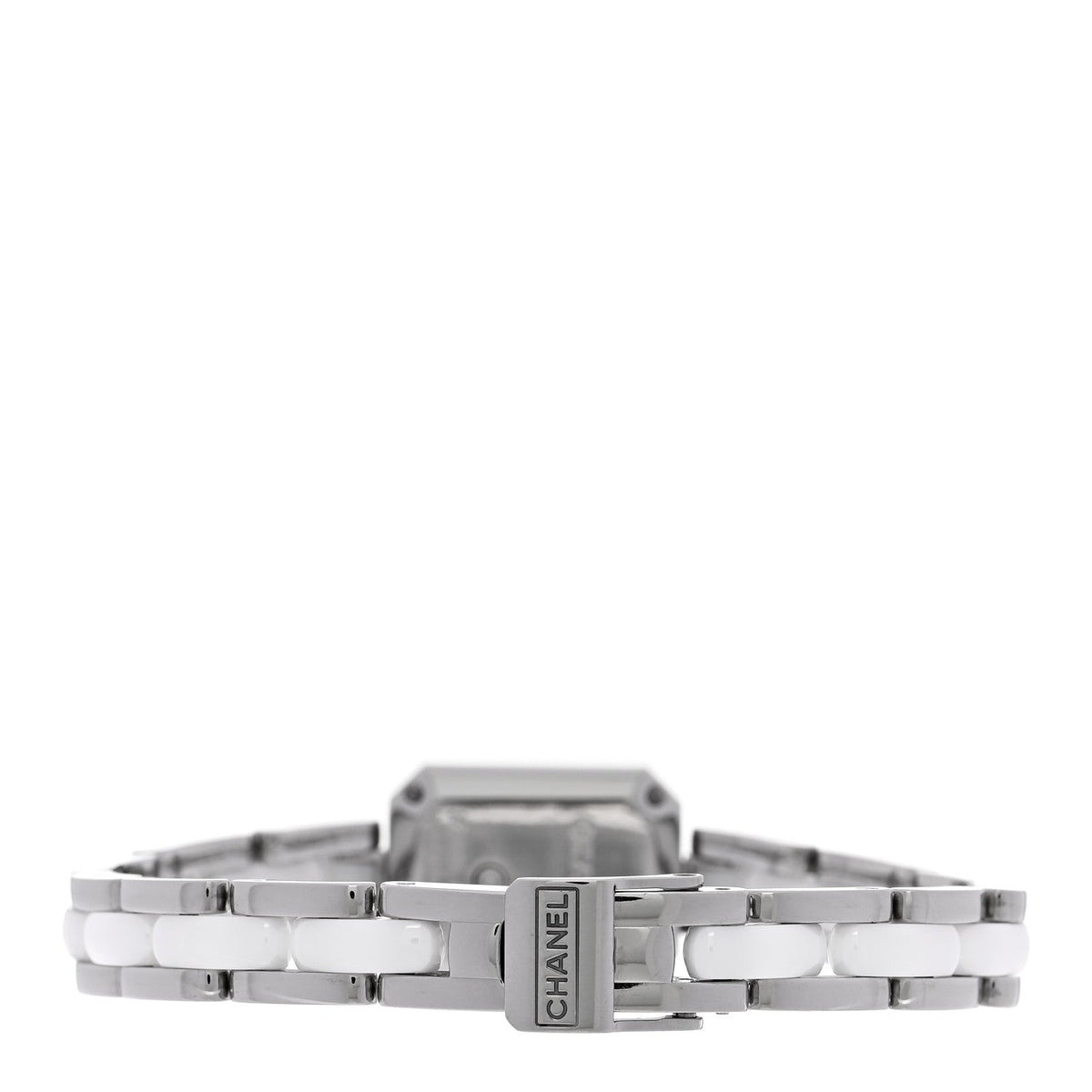 Stainless Steel Ceramic Diamond Bezel 15mm Chain Premiere Quartz Watch White