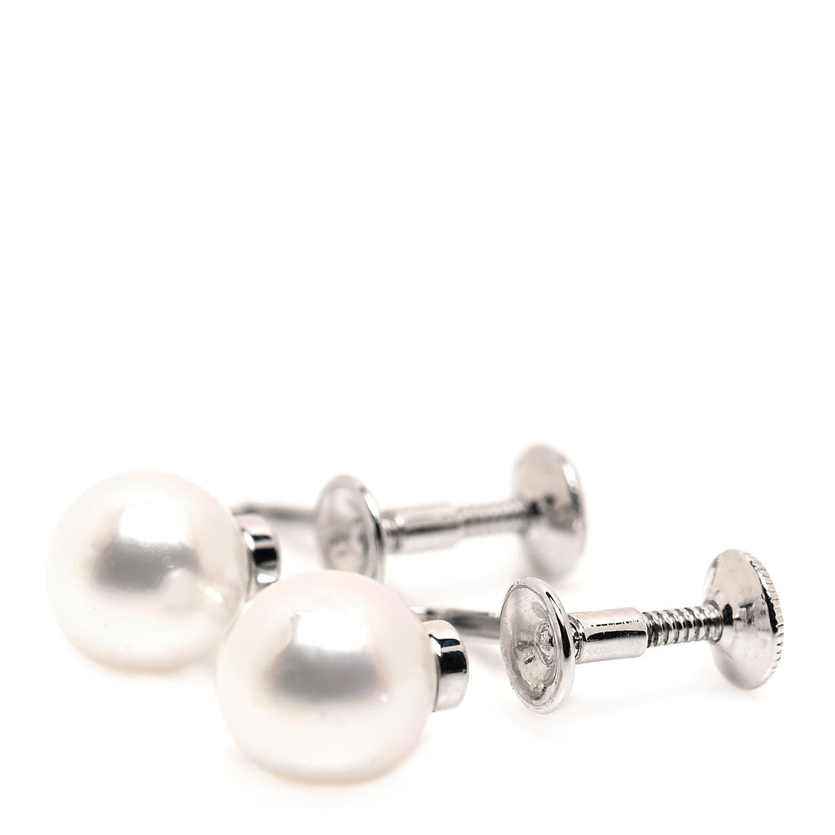 14K White Gold 7-7.5mm Akoya Pearl Screw-Back Earrings