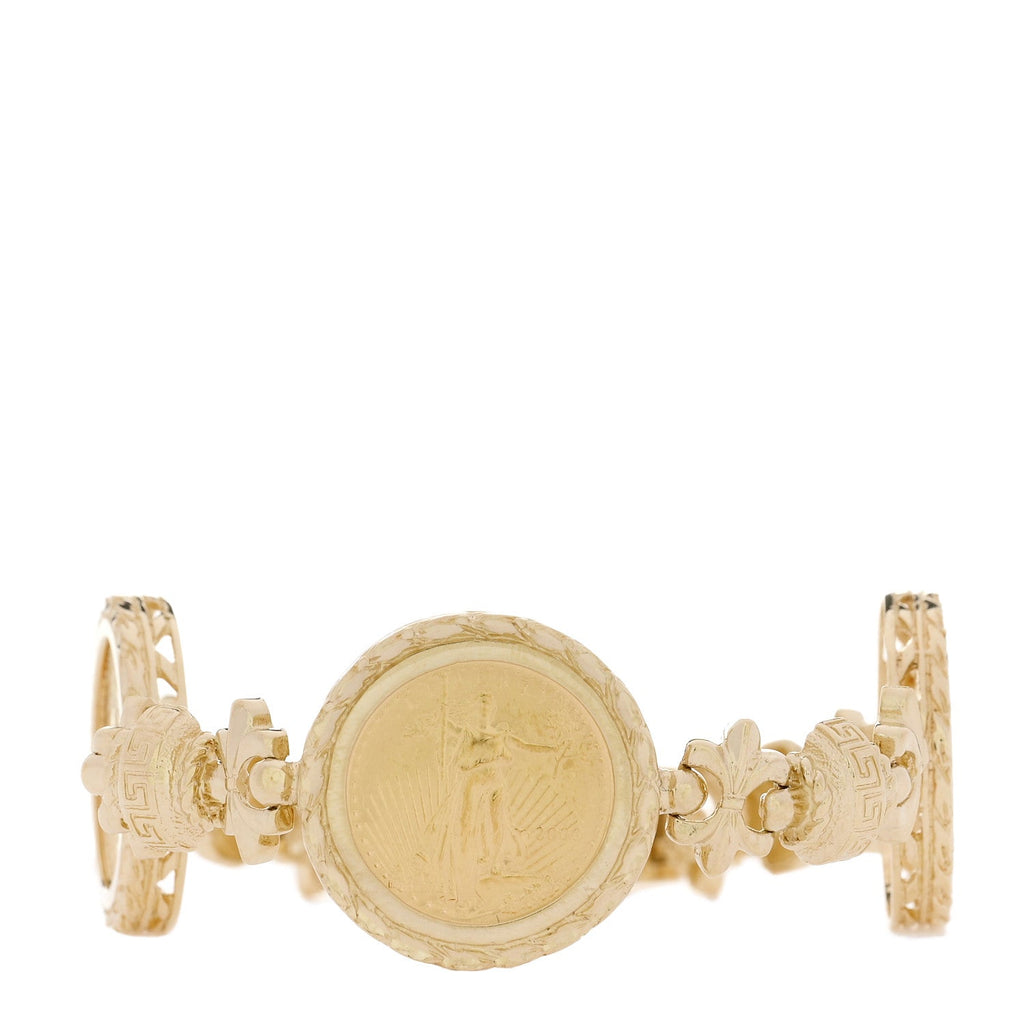 14K 22K Yellow Gold Coin Station Bracelet