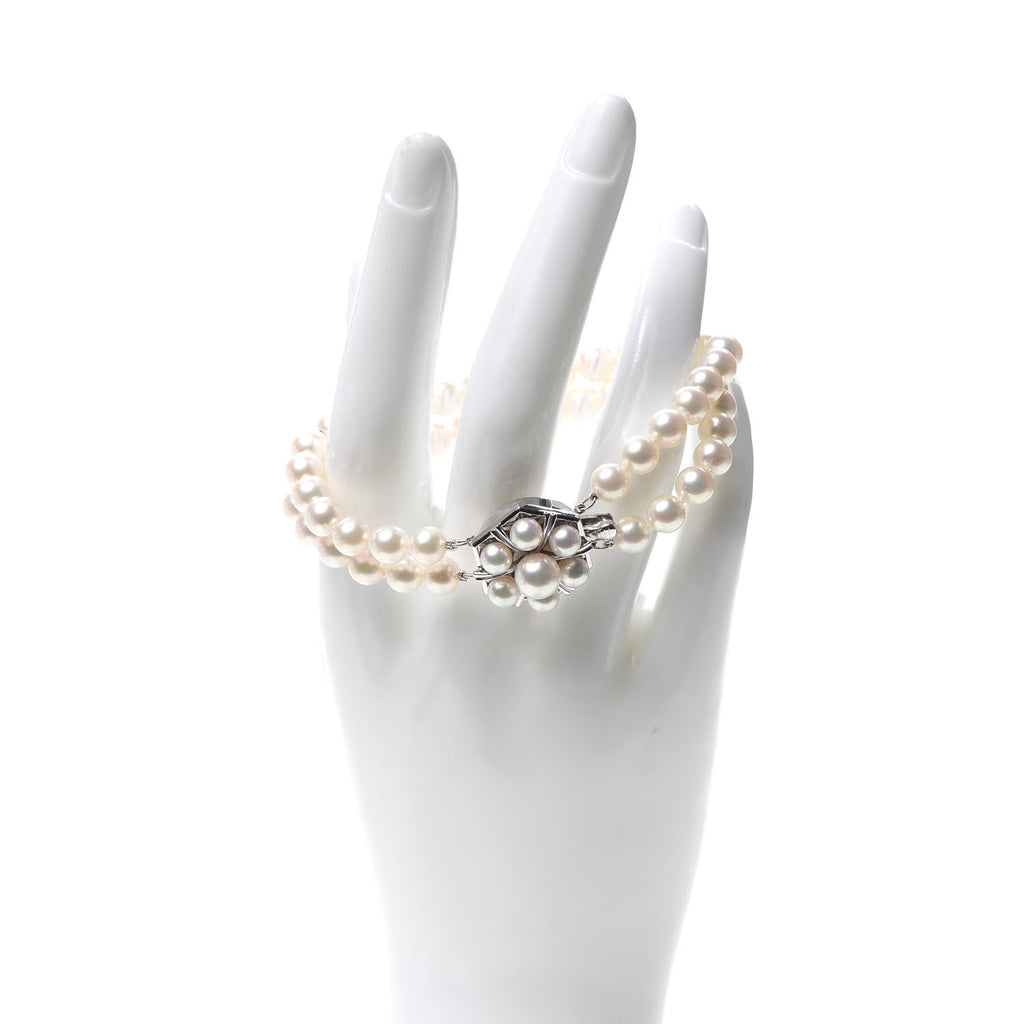 14K White Gold Akoya Pearl 6-7mm Double Strand Bracelet