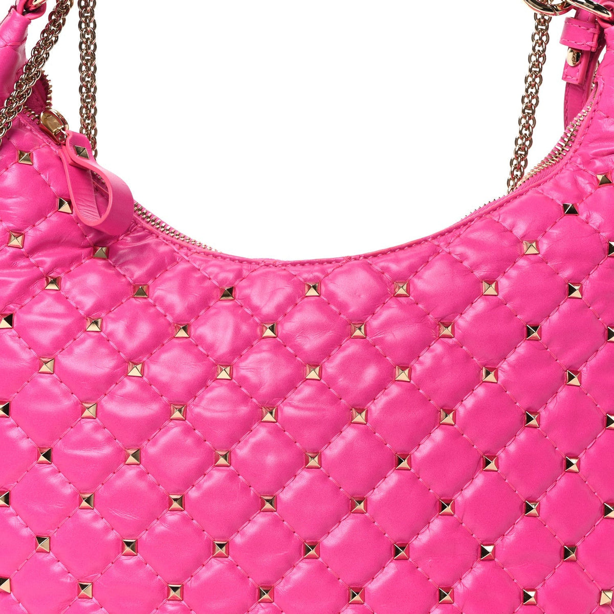Nappa Small Rockstud Spike Hobo Fuxia