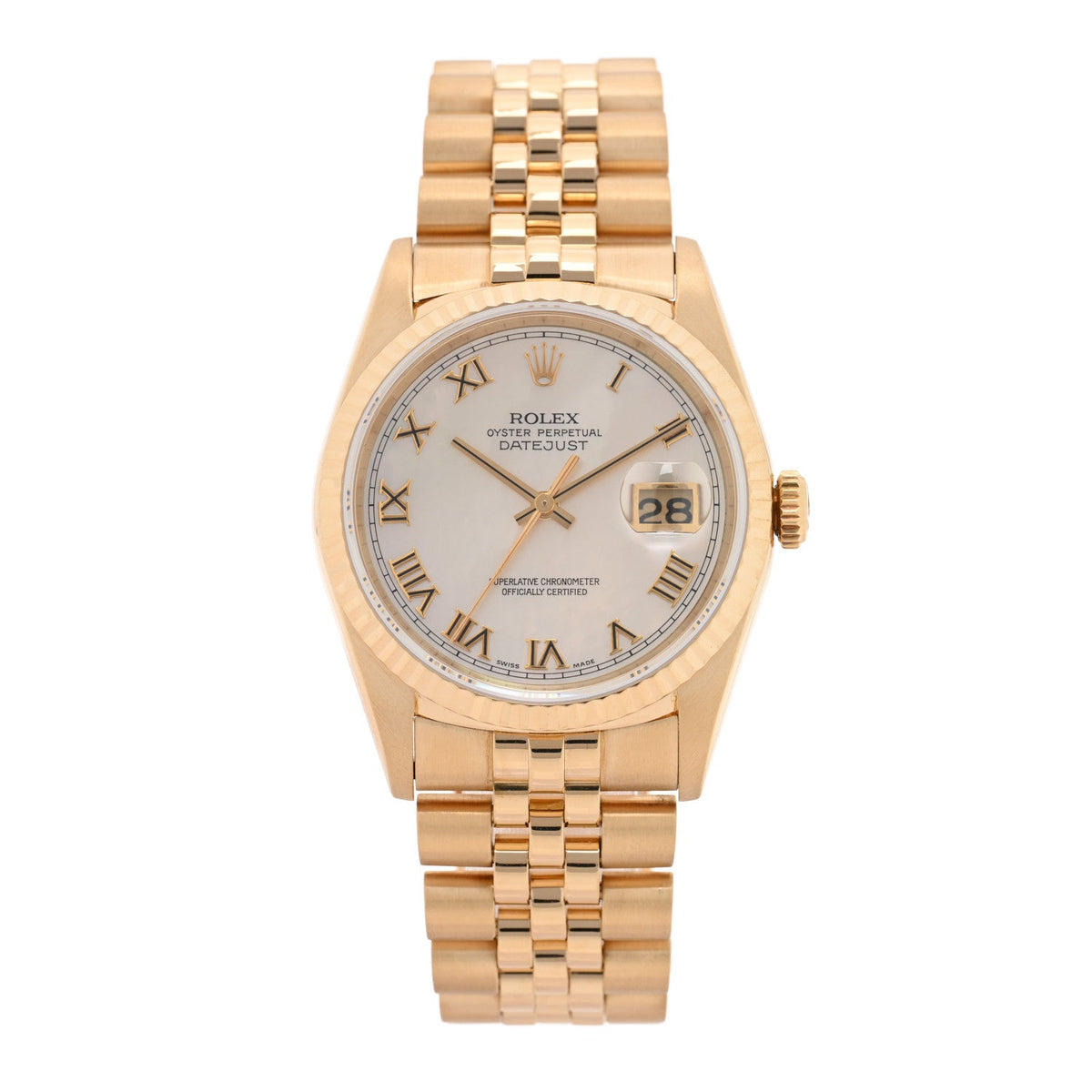 18K Yellow Gold Mother of Pearl 36mm Oyster Perpetual Datejust Watch 16238