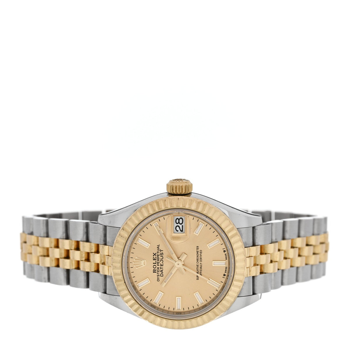 Stainless Steel 18K Yellow Gold 28mm Oyster Perpetual Datejust Watch Champagne 279173