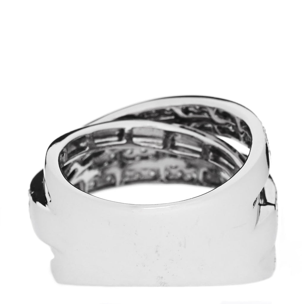 14K White Gold Diamond 1.16ctw Five Row Crossover Band Ring 56 7.5