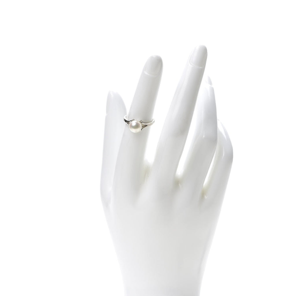 14K White Gold Akoya Pearl 7mm Ring 51 5.75