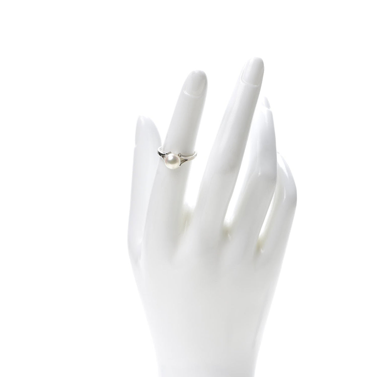 14K White Gold Akoya Pearl 7mm Ring 51 5.75