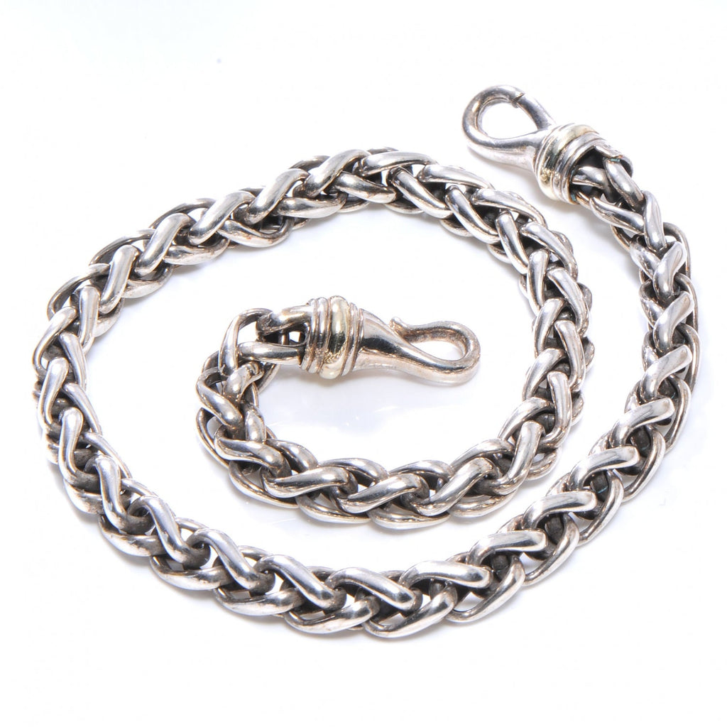 14K Gold Sterling Silver Wheat Chain Necklace