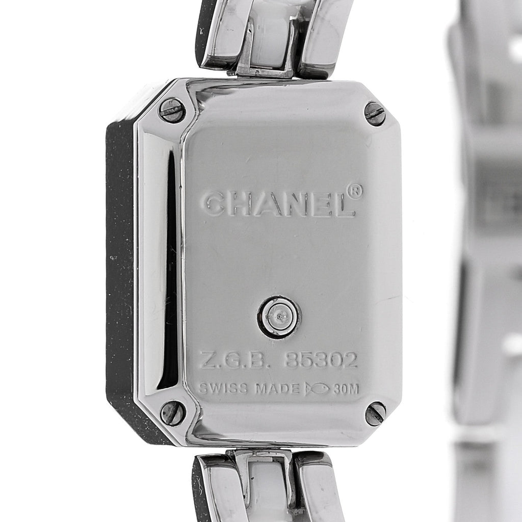 Stainless Steel Ceramic Diamond Bezel 15mm Chain Premiere Quartz Watch White