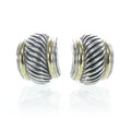 14k White Gold and Sterling Silver Huggie Hoop Earrings