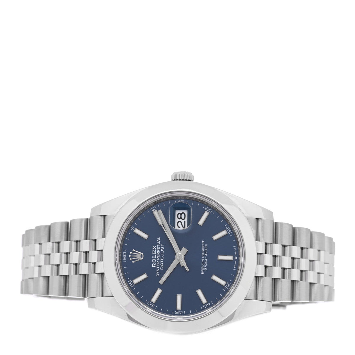 Stainless Steel 41mm Oyster Perpetual Datejust Watch Bright Blue 126300