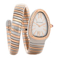 Stainless Steel 18K Rose Gold Diamond Bezel 35mm Serpenti Tubogas Quartz Watch