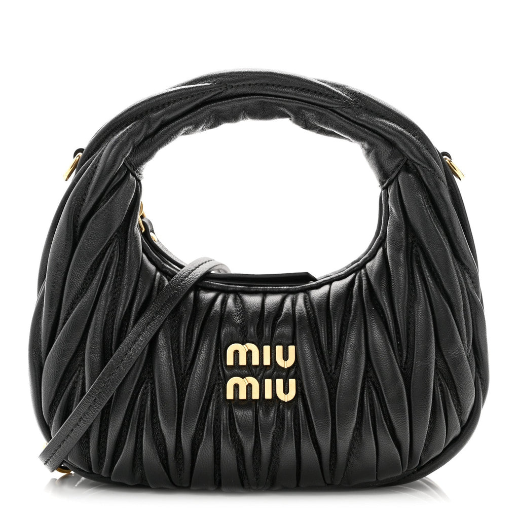 Nappa Matelasse Mini Wander Hobo Black